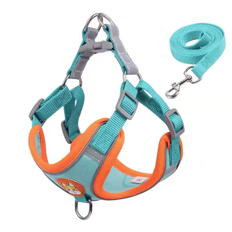 Suede-Lined Dog Harness Vest - Escape-Proof Reflective Vest for Small Dogs & Cats