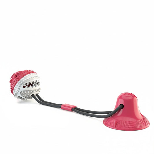 Suction Chew Ball Feeder - Dog Puzzle Toy with Suction Cup Base for Treat Dispensing & Teeth Cleaning