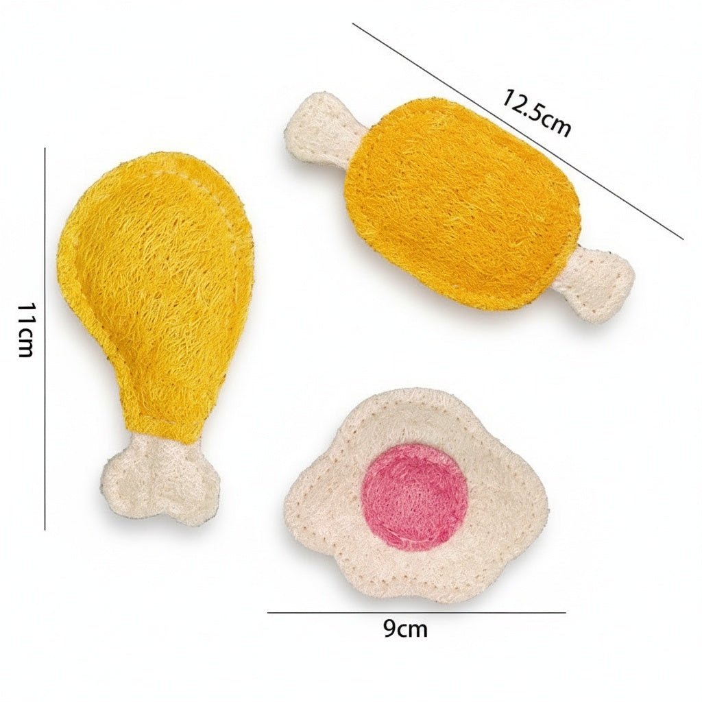 Organic Luffa Cat Toy Trio - Chew, Scratch, Tease for Dental Health & Fun