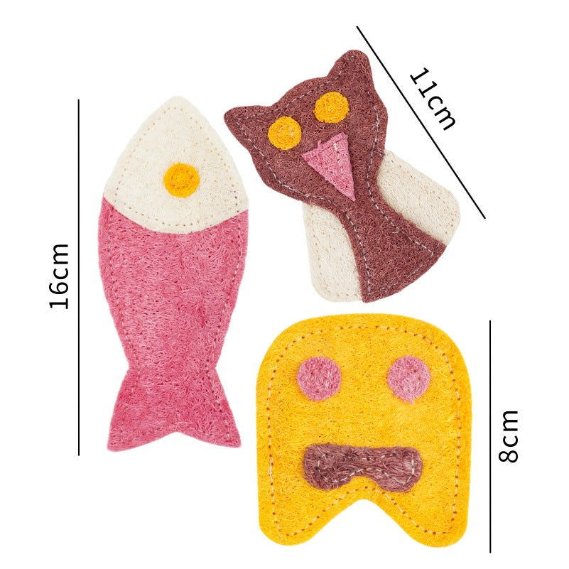 Organic Luffa Cat Toy Trio - Chew, Scratch, Tease for Dental Health & Fun