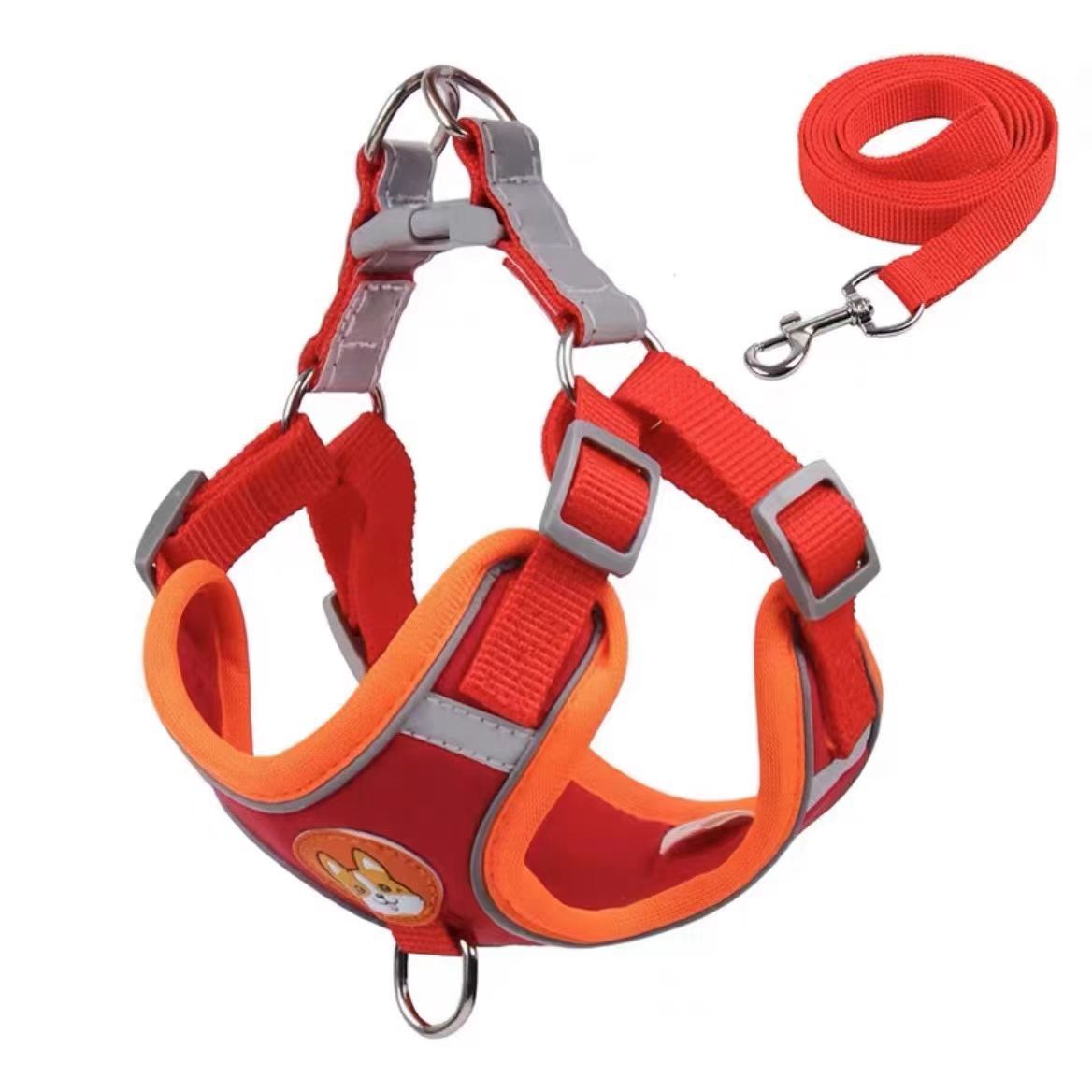 Suede-Lined Dog Harness Vest - Escape-Proof Reflective Vest for Small Dogs & Cats