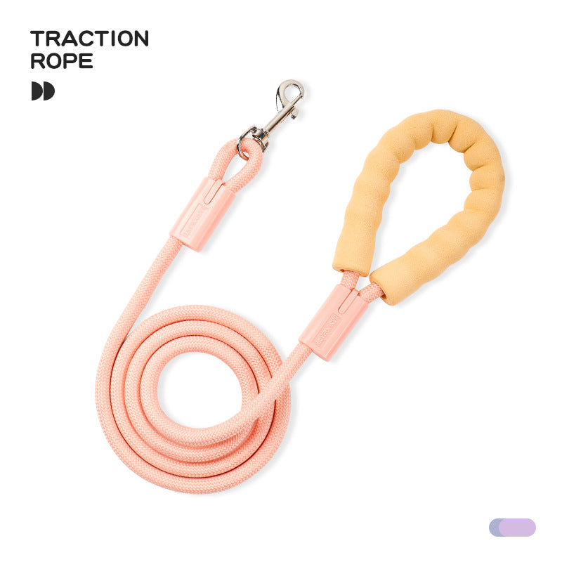 Dopamine Dog Leash - Colorful Reflective Nylon Rope Lead,  Strong & Comfortable for Walking, Jogging & Hiking