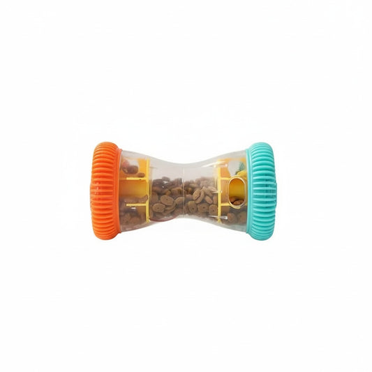 Pet Snack'n Play Dumbbell - Silent Wobble Treat Dispenser Toy for Dogs & Cats