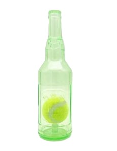 Squeaky Bottle Dog Toy - Durable TPR Wine Bottle with Tennis Ball for Fetch