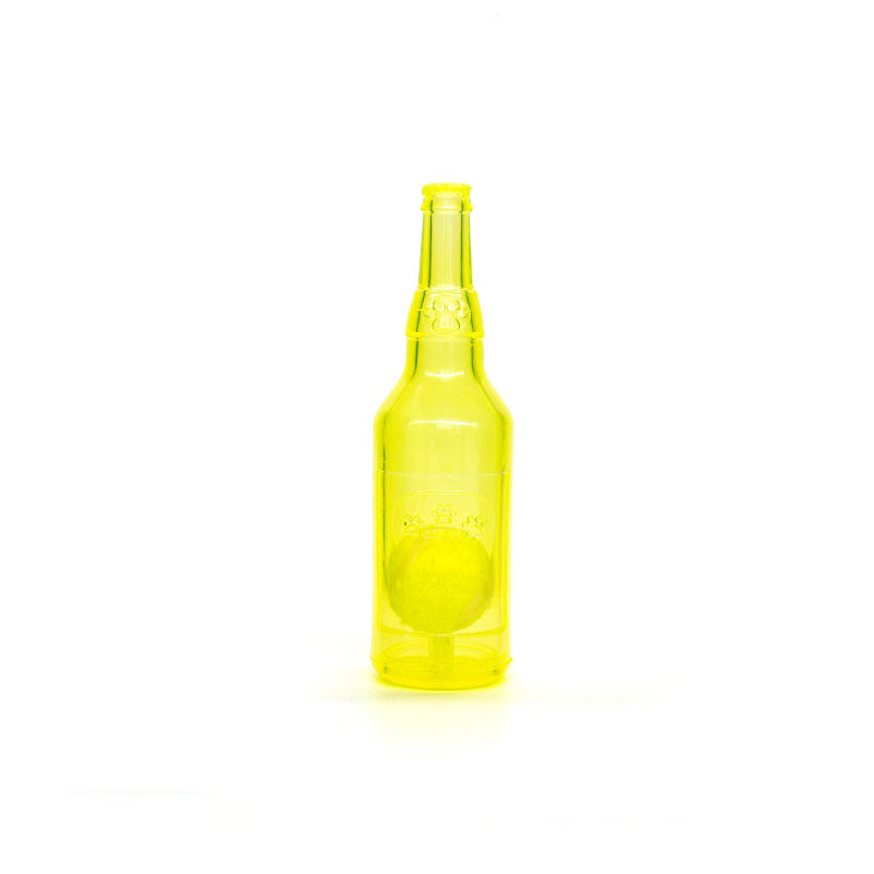 Squeaky Bottle Dog Toy - Durable TPR Wine Bottle with Tennis Ball for Fetch