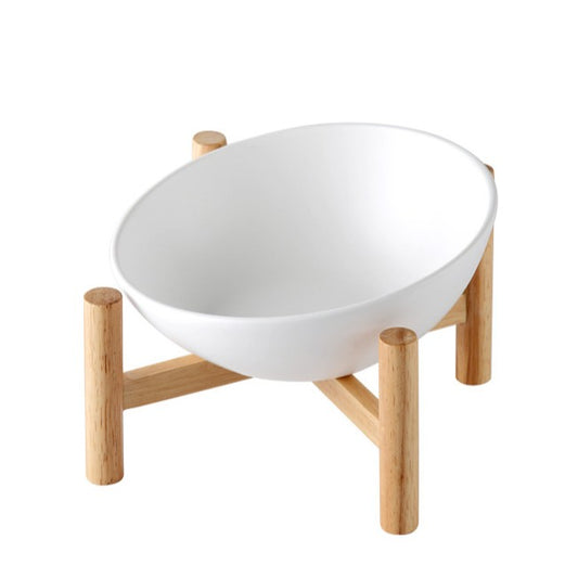 Slanted Ceramic Pet Bowl - Raised Design for Spine Health, Anti-Spill Cat Dog Feeder