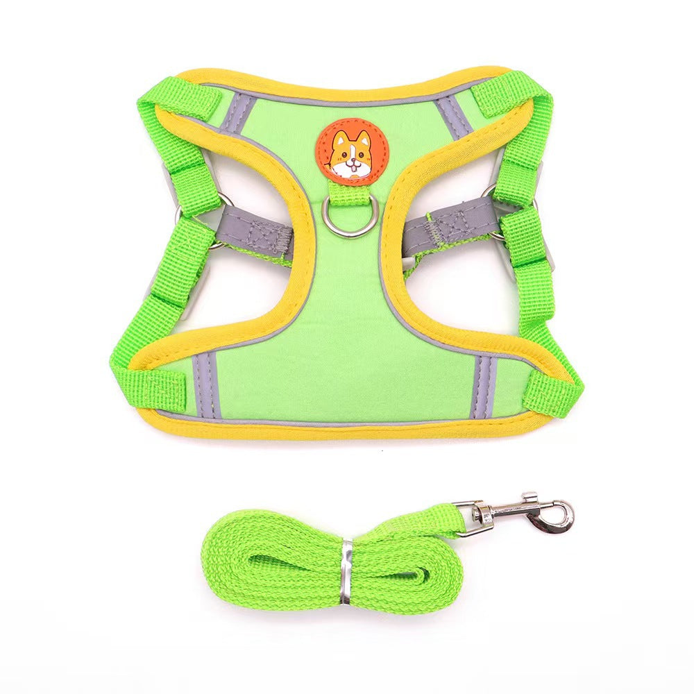 Suede-Lined Dog Harness Vest - Escape-Proof Reflective Vest for Small Dogs & Cats