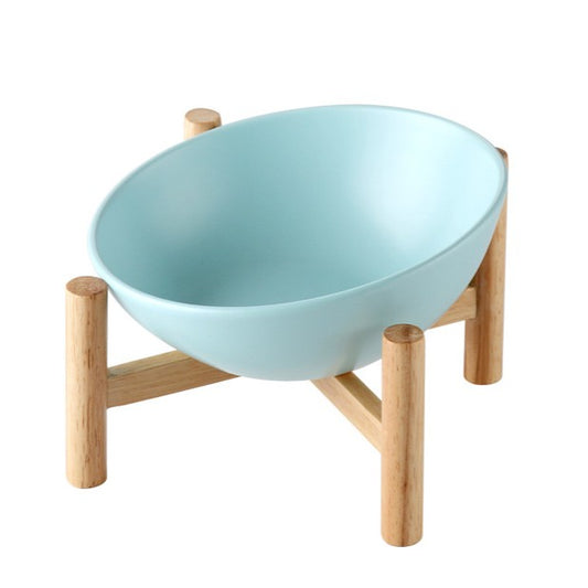 Slanted Ceramic Pet Bowl - Raised Design for Spine Health, Anti-Spill Cat Dog Feeder