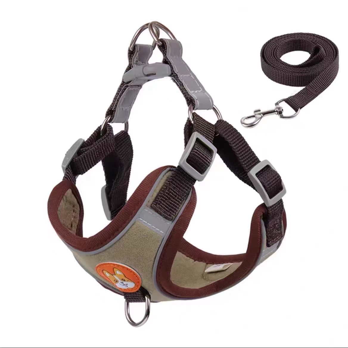 Suede-Lined Dog Harness Vest - Escape-Proof Reflective Vest for Small Dogs & Cats