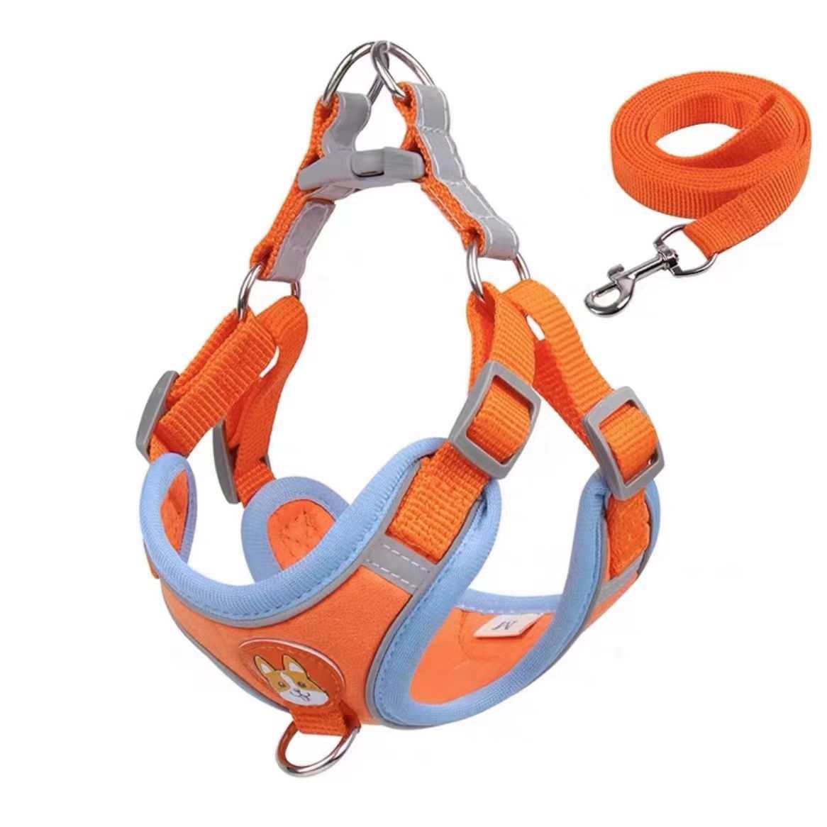 Suede-Lined Dog Harness Vest - Escape-Proof Reflective Vest for Small Dogs & Cats