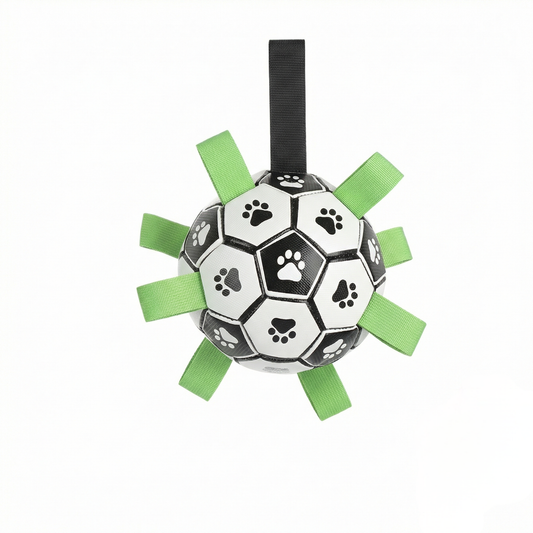 Ultra-Tough Soccer Dog Ball - Outdoor Chew Proof Training Toy with Squeaker