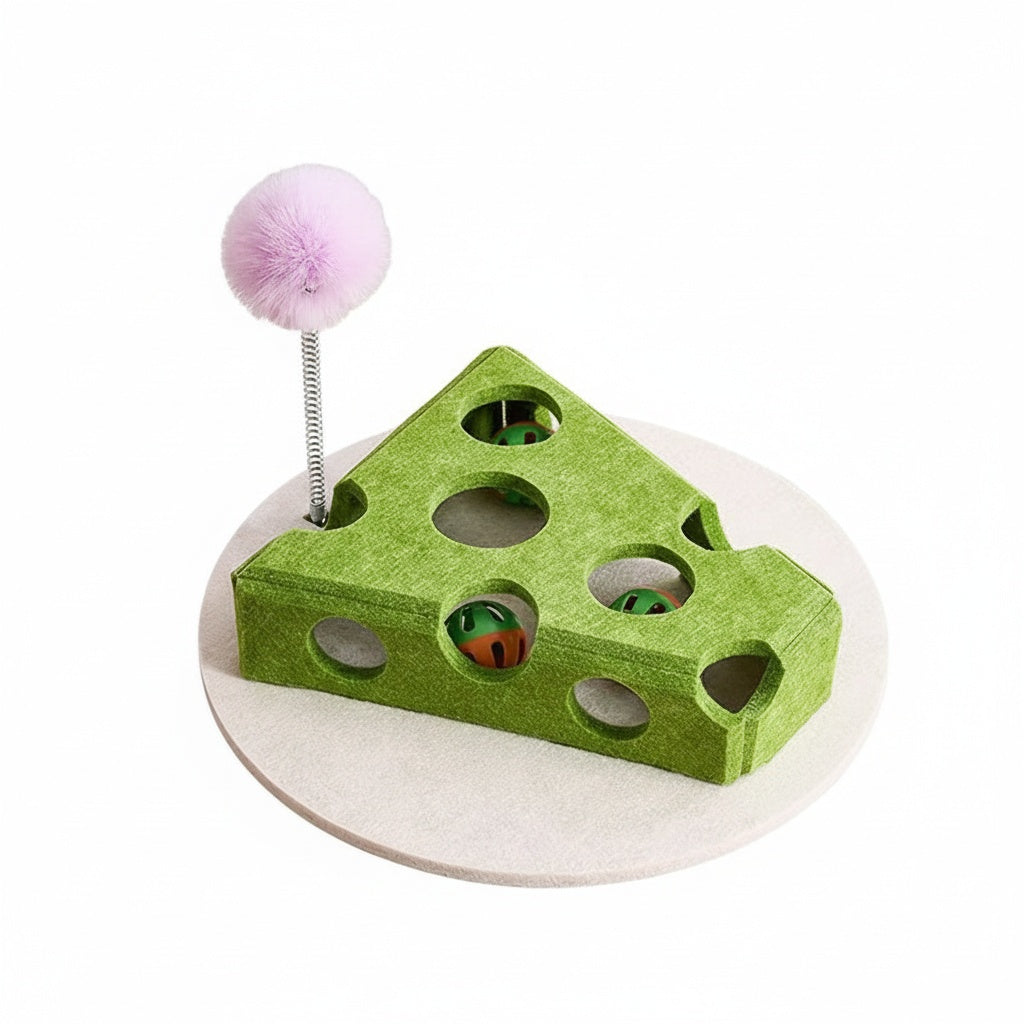 Felt Puzzle Box for Cats - Interactive Maze Toy with Multiple Entrances & Scratch Pad