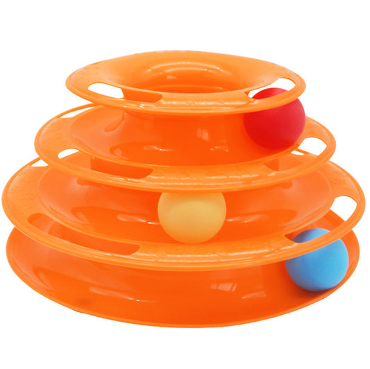 3-Tier Cat Track Toy - Interactive Ball Spinner with Multi-Level Orbit