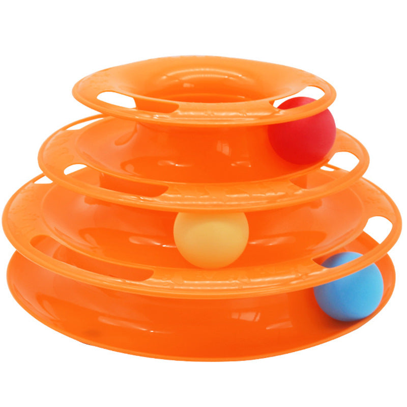 3-Tier Cat Track Toy - Interactive Ball Spinner with Multi-Level Orbit