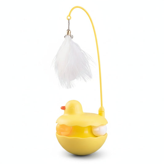 Cat Teaser Wand with Self-Play Tumbler Base - Interactive & Automatic Toy