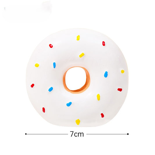 Donut Dog Toy - Squeaky Latex Ring with Realistic Colors