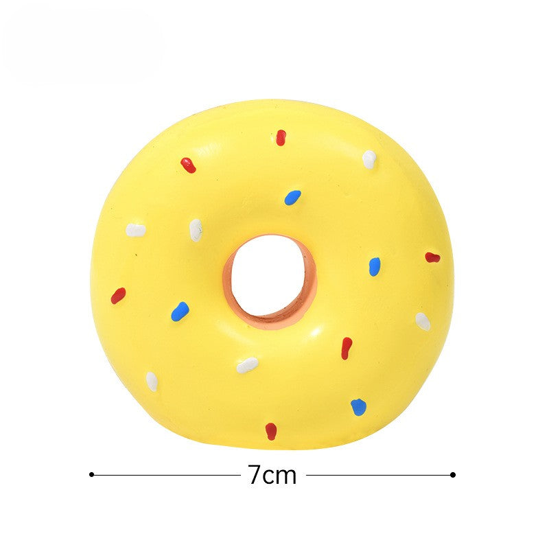 Donut Dog Toy - Squeaky Latex Ring with Realistic Colors