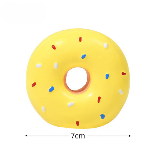 Donut Dog Toy - Squeaky Latex Ring with Realistic Colors