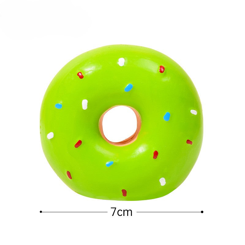 Donut Dog Toy - Squeaky Latex Ring with Realistic Colors