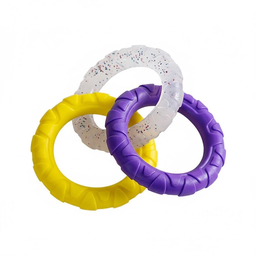 Triple Ring TPR Dog Chew Toy - Dental Cleaning, Boredom Relief for Dogs