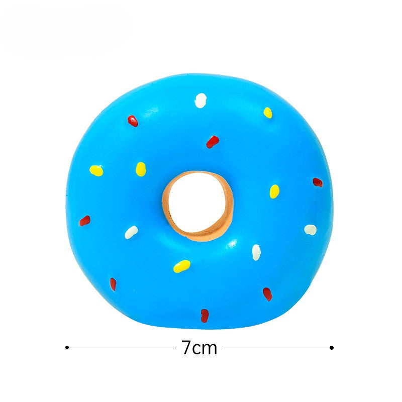 Donut Dog Toy - Squeaky Latex Ring with Realistic Colors
