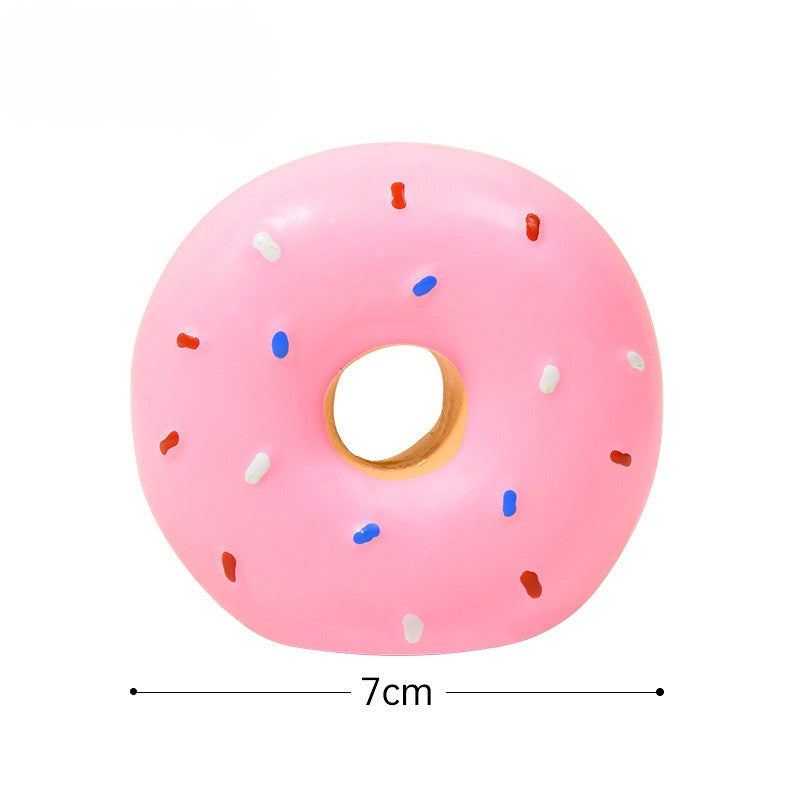 Donut Dog Toy - Squeaky Latex Ring with Realistic Colors