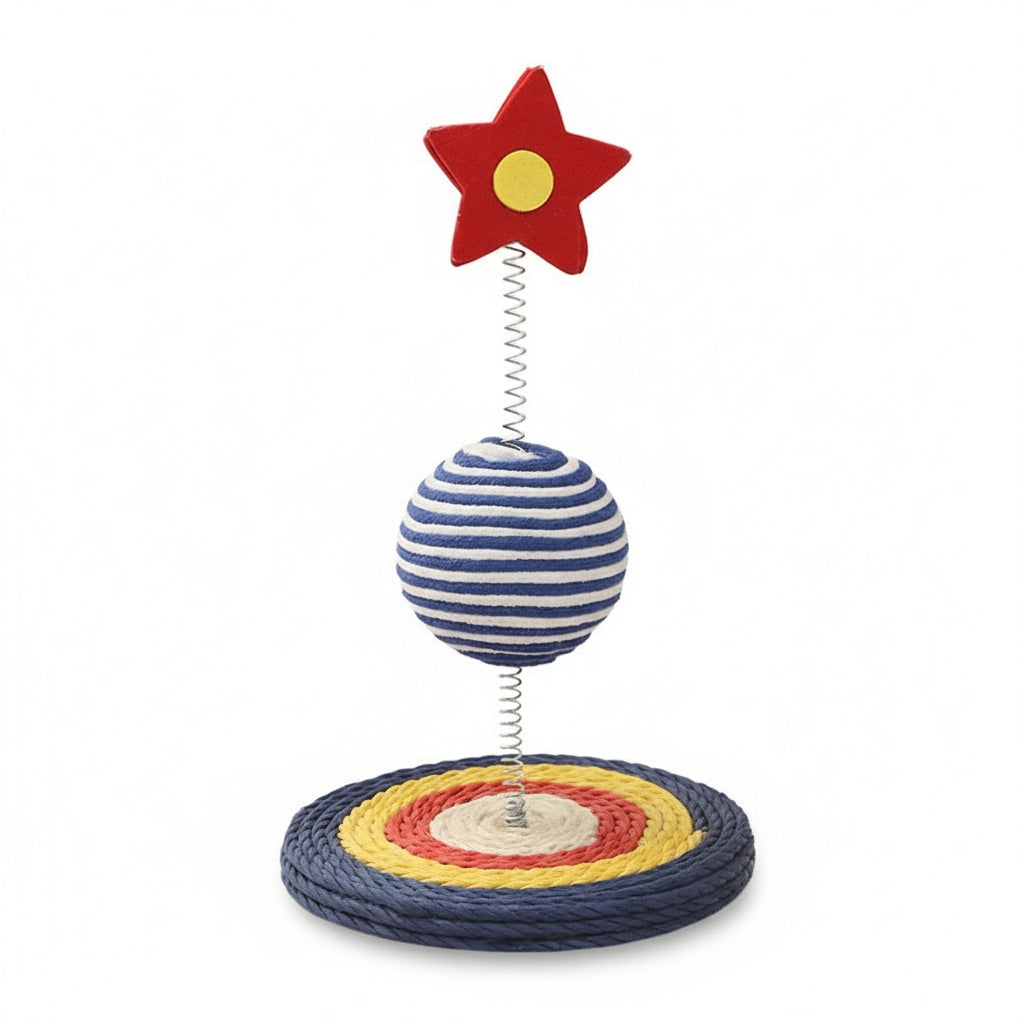 Cat Tumbler Toy on Spring - Interactive Teaser Wand & Sisal Chew Ball in One