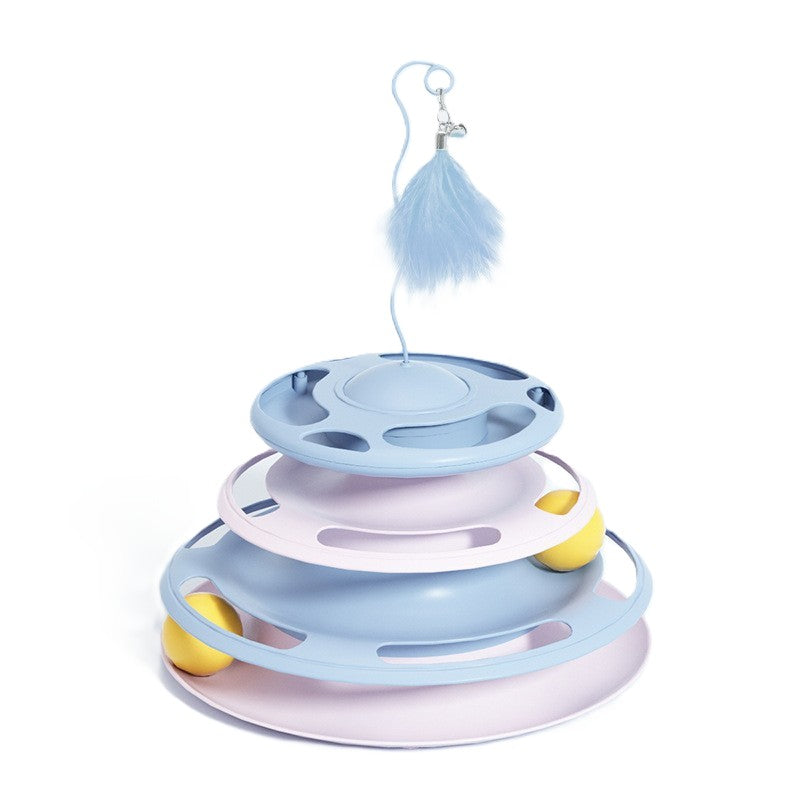 3-Tier Cat Track Toy - Interactive Ball Spinner with Multi-Level Orbit