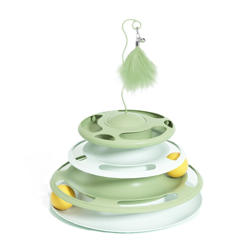 3-Tier Cat Track Toy - Interactive Ball Spinner with Multi-Level Orbit