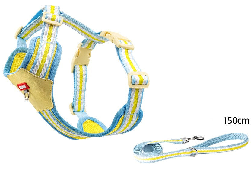 Dog Harness and Leash Set - Reflective, Colorful “Dopamine” Colors for Small Dogs