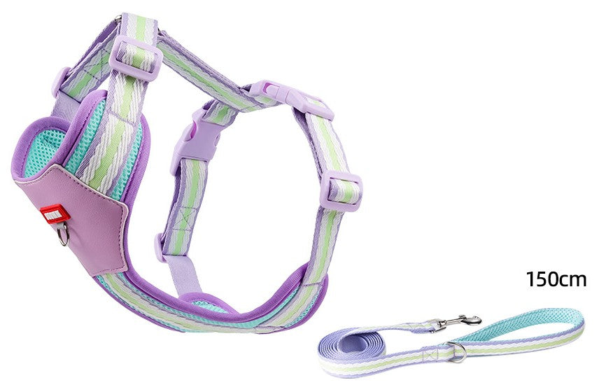 Dog Harness and Leash Set - Reflective, Colorful “Dopamine” Colors for Small Dogs