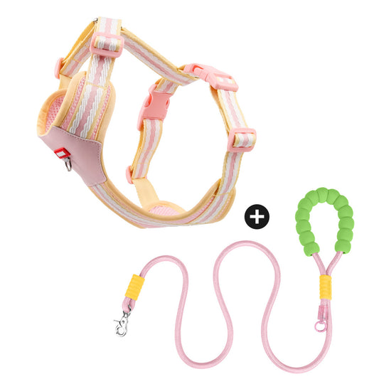 Dog Harness and Leash Set - Reflective, Colorful “Dopamine” Colors for Small Dogs