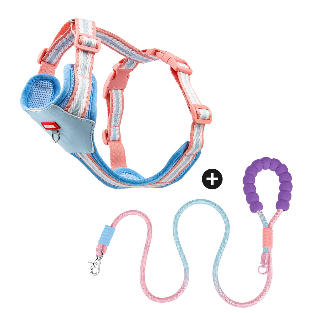 Dog Harness and Leash Set - Reflective, Colorful “Dopamine” Colors for Small Dogs