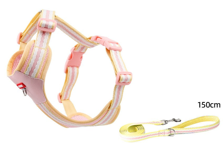 Dog Harness and Leash Set - Reflective, Colorful “Dopamine” Colors for Small Dogs