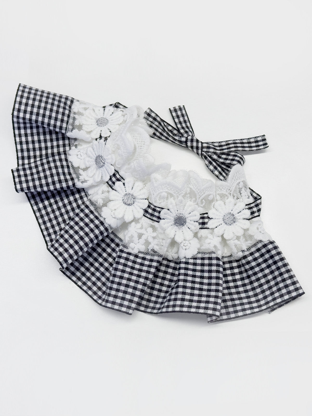 Cat Dog Collar Plaid Flowers Deco Lace-up Cute Kitten Adjustable