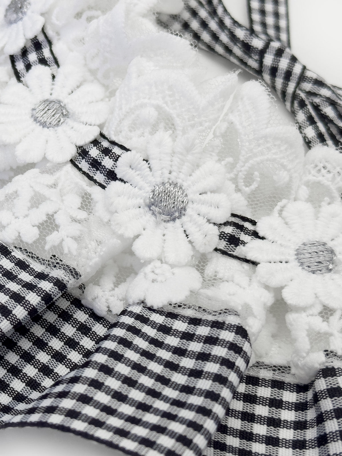 Cat Dog Collar Plaid Flowers Deco Lace-up Cute Kitten Adjustable