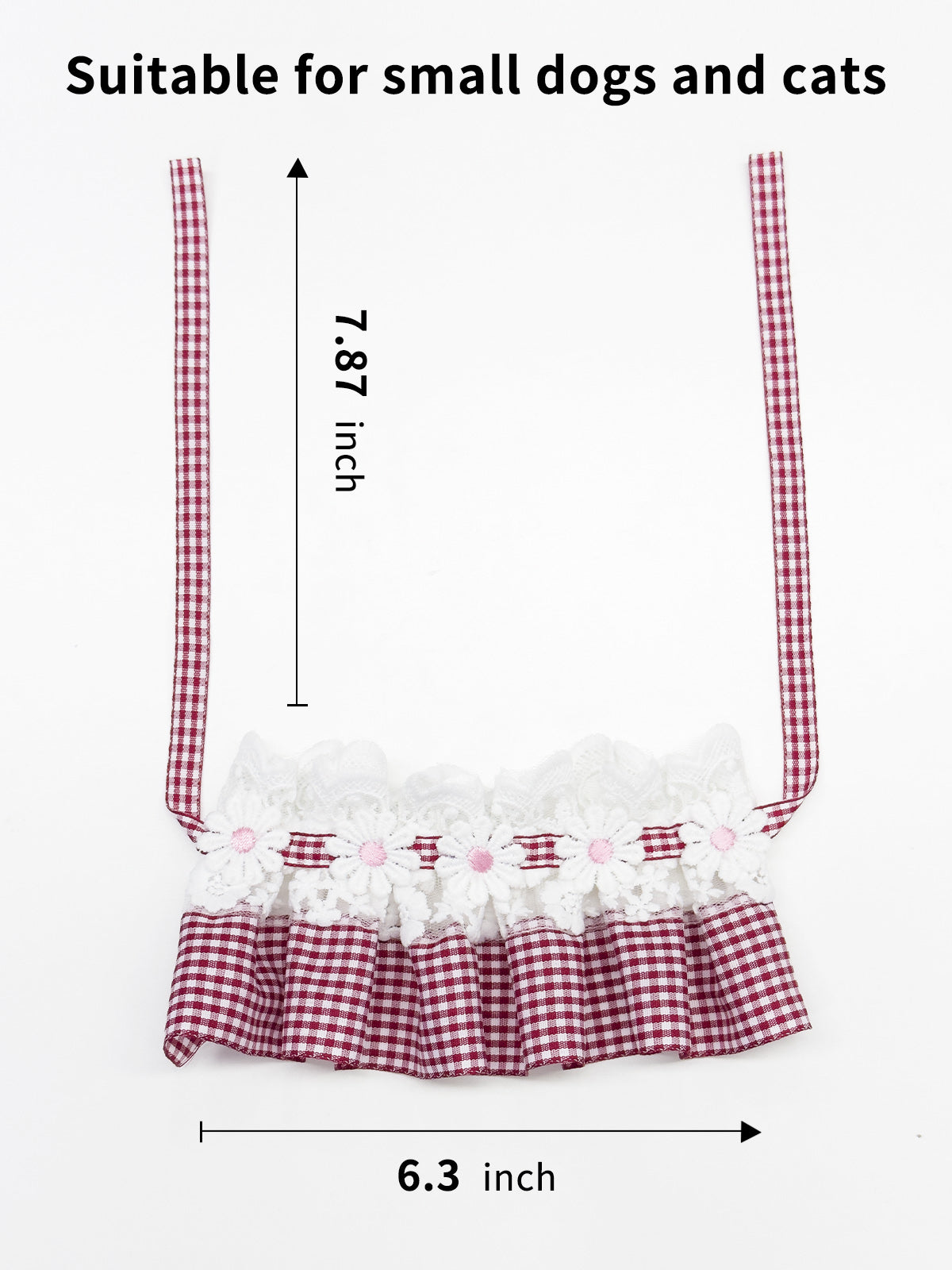 Cat Dog Collar Plaid Flowers Deco Lace-up Cute Kitten Adjustable