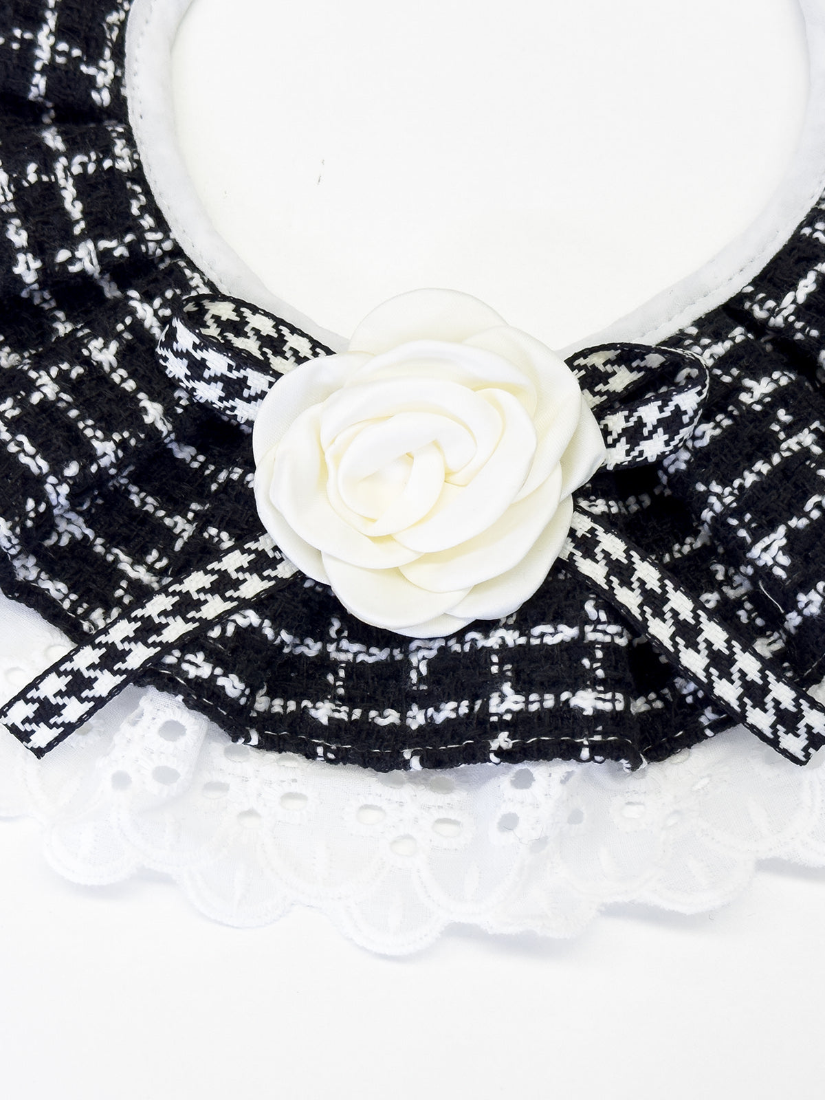 Cat Dog Collar Plaid Flowers Deco Lace-up Cute