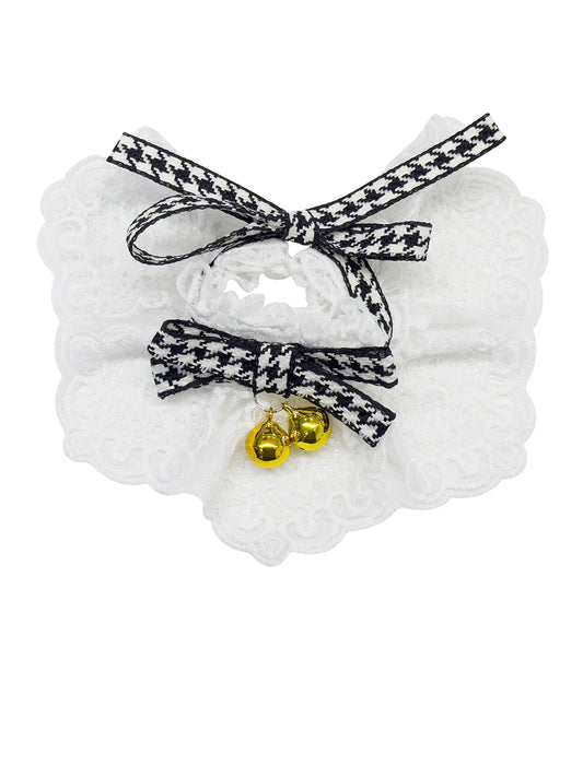 Cat Dog Collar Bandana Houndstooth Bowknot Bell
