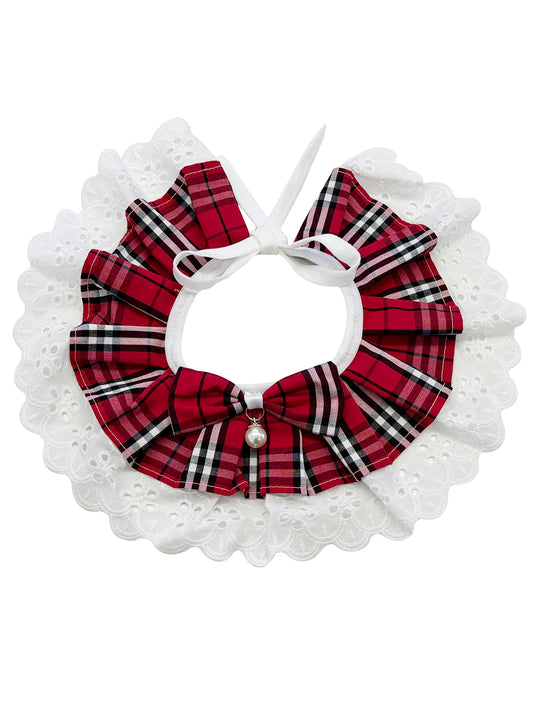 Cat Dog Collar Bandana Bowknot Plaid Adjustable