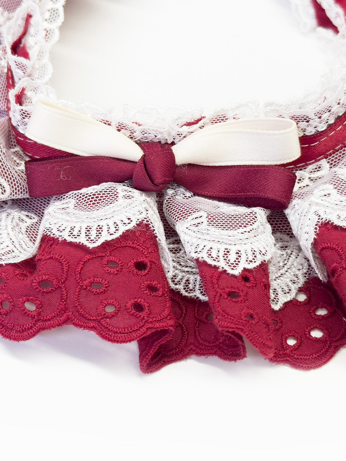 Cat Dog Collar Solid Color Bowknot Lace-up